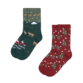 Ysabel Mora Christmas Edition Kids Socks 2pack Κόκκινο-Πράσινο