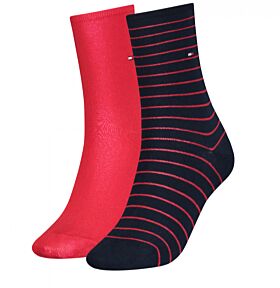 Tommy Hilfiger Γυναικεία Κάλτσα Σετ 2 Ζευγαριών Κόκκινο-Μπλέ