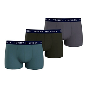 Tommy Hilfiger Essentials Logo Men Boxer 3P Πετρόλ-Λαδί-Σκούρο Γκρι