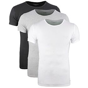 Tommy Hilfiger T-Shirt Cotton Essential 3τμχ Λευκό-Γκρι-Μαυρο