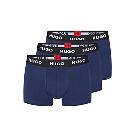 Hugo Men Three Pack Of Logo Boxer Cotton Stretch Μπλε Μαρίν