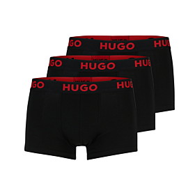 Hugo Men Three-Pack Of  Stretch-Jersey Trunks With Logo Waistbands Μαύρο