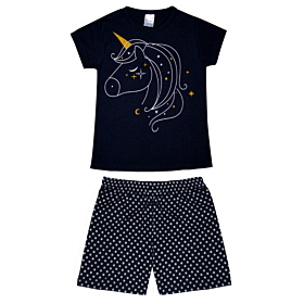 Pretty Baby Παιδική/Εφηβική Πιτζάμα Κορίτσι Unicorn No 4-10 Σκούρο Μπλε-Πουά
