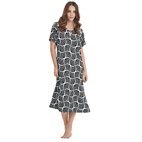 Zen Γυναικείο Φόρεμα Plus Size Εμπριμέ 85827 Μαύρο-Λευκό