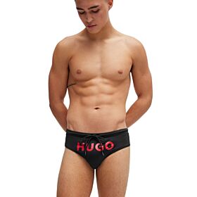Hugo Stretch Jersey Swim Briefs With Foil Print Logo Μαύρο