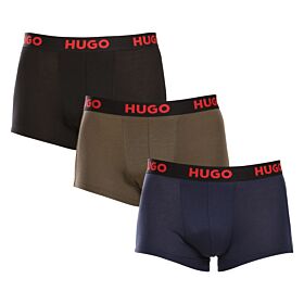 Hugo Three-Pack Of  Stretch-Jersey Trunks With Logo Waistbands Multicolor