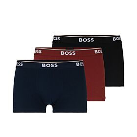 Boss Three-Pack Of Stretch Cotton Trunks With Logo Waistband Μαύρο-Μπλε-Κεραμιδί