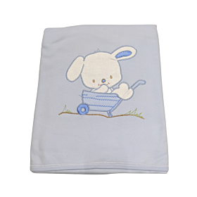 Be Be Bunny Βρεφική Βαμβακερή Κουβέρτα Κούνιας 110*80cm Doggy Αγόρι Σιέλ