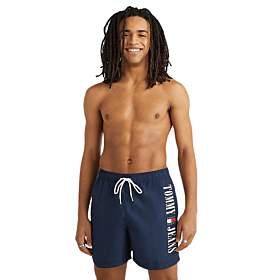 Tommy Jeans Archive Logo Drawstring Mid Length Swim Shorts Μπλε Μαρίν