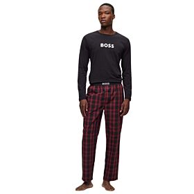 Boss Regular Fit Pyjamas With Contrast Logos Μπορντό