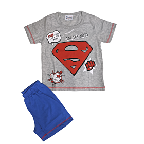 Galaxy Παιδική Πιτζάμα Αγόρι Superman Γκρι Μελανζέ-Μπλε Ρουά