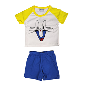 Galaxy Βρεφική Πιτζάμα Αγόρι Bugs Bunny Λευκό-Μπλε Ρουά