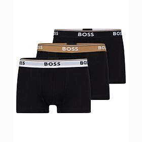 Boss Men Three-Pack Of Stretch Cotton Trunks With Logo Waistbands Μαύρο