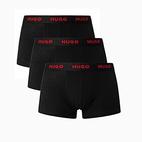 Hugo Men Three-Pack Of Logo Waistbands Trunks In Stretch Cotton Μαύρο