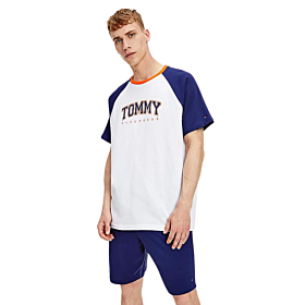 Tommy Hilfiger Reglan Sleeve Sleep Logo T-Shirt Λευκό-Πορτοκαλί