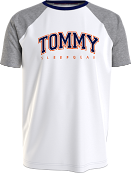Tommy Hilfiger Reglan Sleeve Sleep Logo T-Shirt Λευκό-Γκρι Μελανζέ
