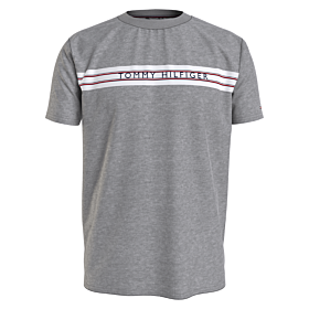 Tommy Hilfiger Signature Tape Logo T-Shirt Γκρι Μελανζέ