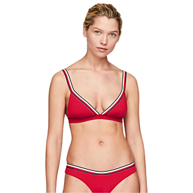 Tommy Hilfiger Global Stripe Padded Triangle Bikini Top Κόκκινο