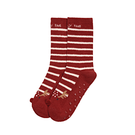 Ysabel Mora Christmas Edition Kids Socks Deer Αντιολισθητικές Ριγέ Κόκκινο