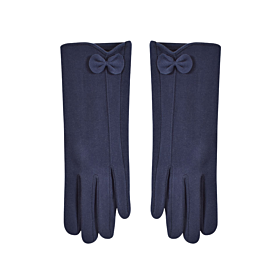 Stamion Γυναικεία Γάντια 111936 Με Φιόγκο Σκούρο Μπλε