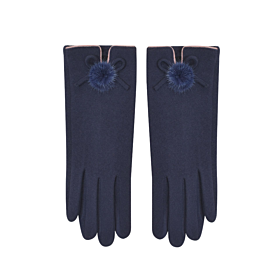Stamion Γυναικεία Γάντια 111937 Με Pom-Pon Σκούρο Μπλε-Ροζ