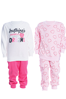 Dreams 2 Σετ Βρεφικές Πιτζάμες Κορίτσι Anythings Possible Λευκό-Φουξ-Ροζ