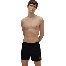 Hugo Dominica Quick-Drying Swim Shorts With Red Logo Μαύρο