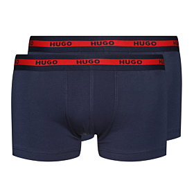 Hugo Men Two Pack Of Logo Boxer Cotton Stretch Σκούρο Μπλε-Σκούρο Μπλε