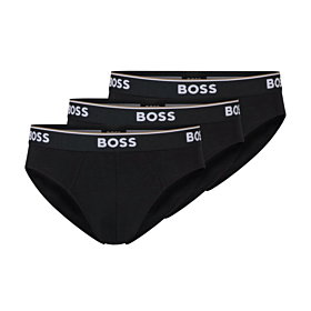 Boss Men Three Pack Of Stretch Cotton Briefs With Logo Waistband Μαύρο