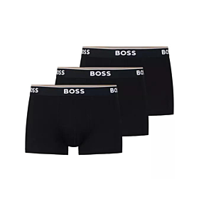 Boss Men Three Pack Of Stretch Cotton Trunks With Logo Waistbands Μαύρο