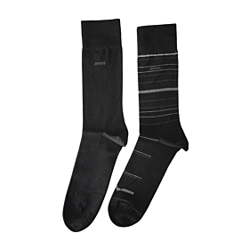 Boss Socks Regular Length Stripes 2τμχ Μαύρο 