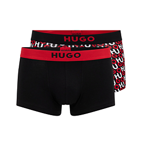 Hugo Men Two-Pack Of Logo Waistband Trunks Stretch Cotton Μαύρο