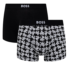 Boss Men Two Pack Of Stretch Cotton Truncks With Logo Waistbands Μαύρο-Print