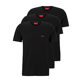 Hugo Three-Pack Of Underwear T-Shirts With Red Logo Print Μαύρο