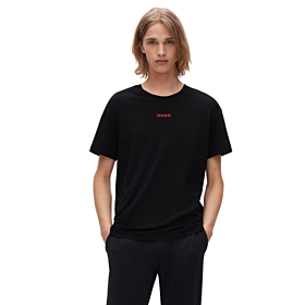 Hugo Relaxed Fit T-Shirt Stretch Cotton With Logo Μαύρο