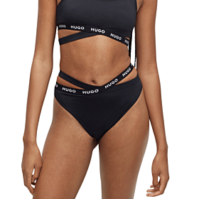 Hugo Sporty Bikini Bottoms With Branded And Cut-Out Details Μαύρο