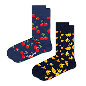 Happy Socks 2 Pack Cherry & Banana Socks Σκούρο Μπλε