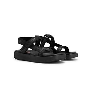 Hugo Platform Sandals With Branded Webbing Straps Μαύρο