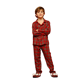 Noidinotte Παιδική Πιτζάμα Βαμβακερή Αγόρι Κόκκινο Καρό