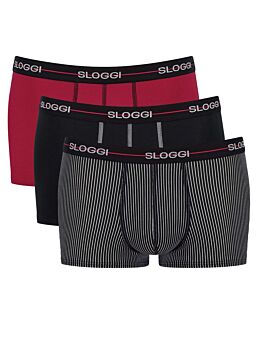 Sloggi Men Boxer Start Hipster Μαύρο-Ριγέ-Κόκκινο 3τεμ