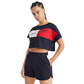Tommy Hilfiger Colour Blocked Cropped T-Shirt Μπλε Μαρίν